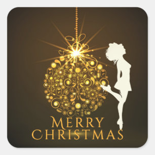 Sticker Carré Irish Dance Hard Shoe Golden Christmas
