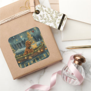 Sticker Carré Irish Red Setter Christmas Festive Voyage