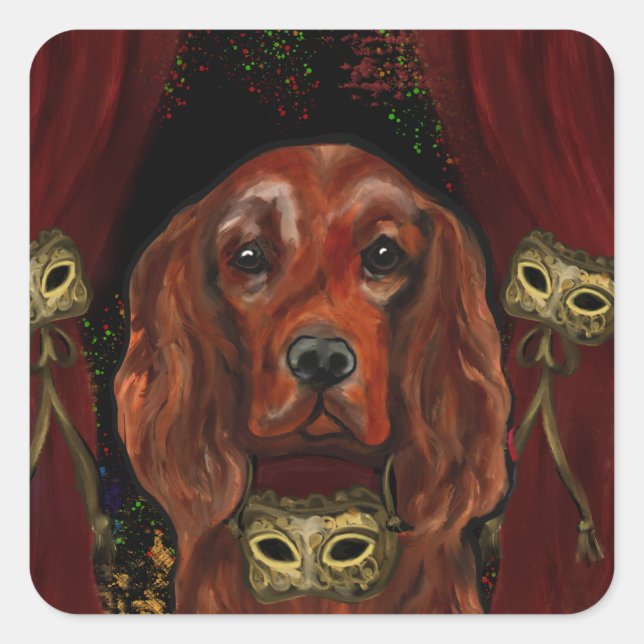 Sticker Carré Irish Red Setter    Postcard (Devant)
