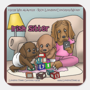 Sticker Carré Irish Sitter - Big Red Dogs Qui Sont Des Babysitte
