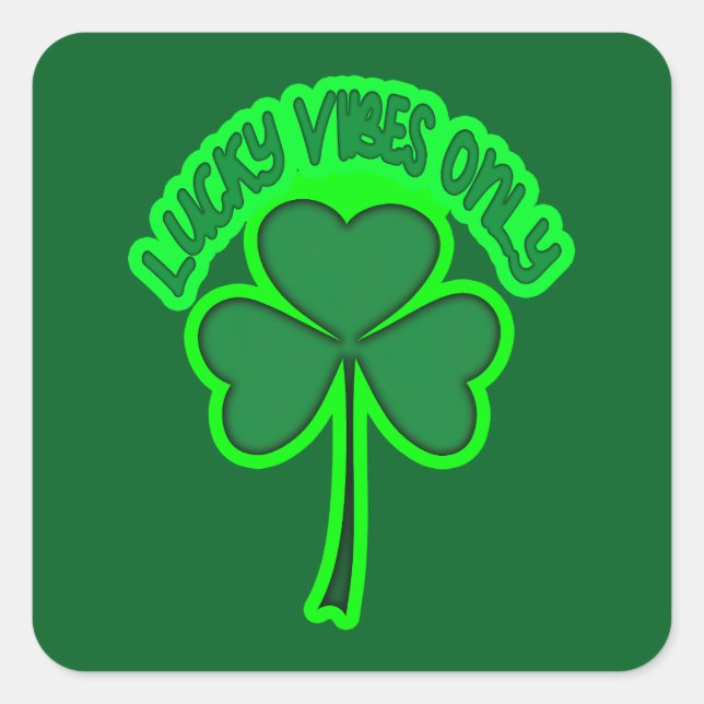 Sticker Carré Irish Vibes St Patrick’s Day Shirt – Autocolante (Devant)