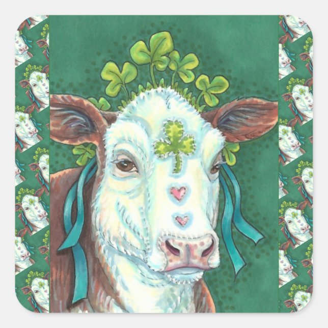 STICKER CARRÉ IRLANDAIS BRED ST. PATRICK'S DAY HEIFER, VACHE SHA (Devant)