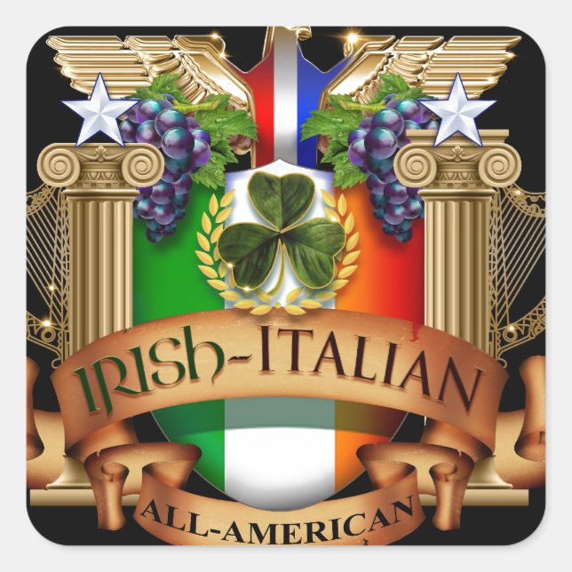 Sticker Carré Irlandais italien tout américain (Devant)