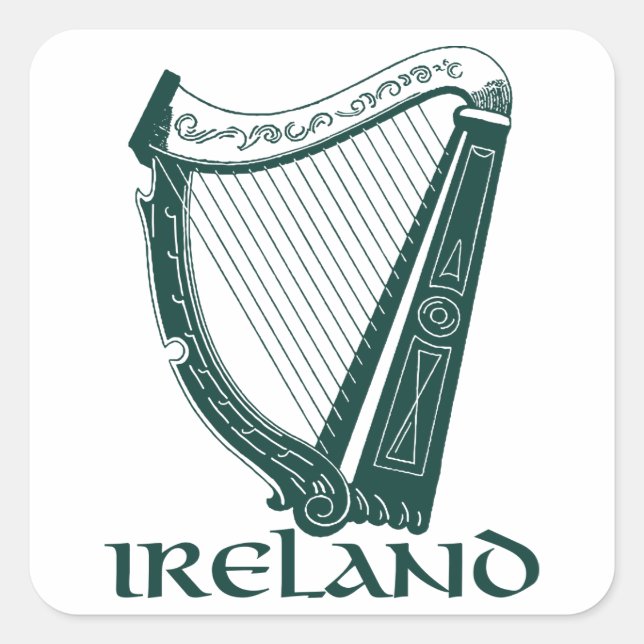 Sticker Carré Irlande Harp Design, Irish Harp (Devant)
