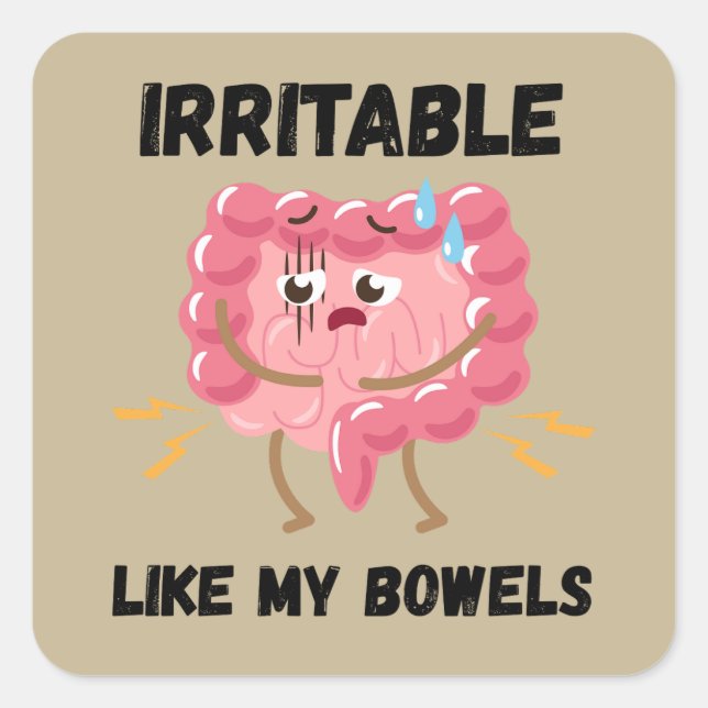 Sticker Carré Irritable comme mes intestins (Devant)
