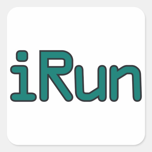 Sticker Carré iRun - Turquoise (contour noir) (Devant)