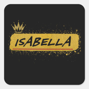 Sticker Carré Isabella prénom Gold Parties scintillant Queen