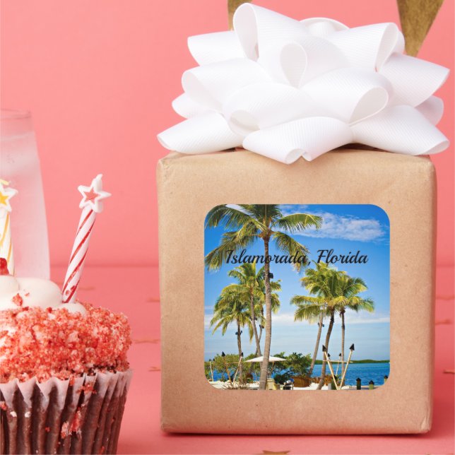 Sticker Carré Islamorada, Floride Palmiers (Fête)