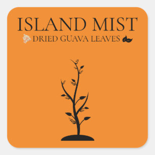 STICKER CARRÉ ISLAND MIST DRIS GUAVA FEUILLES