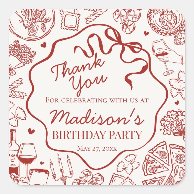 Sticker Carré Italian Pasta Holy Cannoli Birthday Party Favor (Devant)