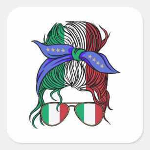Sticker Carré Italie chaotique pain avec drapeau italien