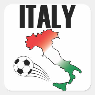 Sticker Carré Italie Football Carte Ventilateur Boot Soccer Ball