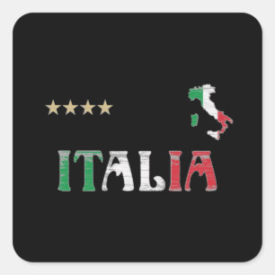 Sticker Carré Italie Football Fan Shirt Drapeau