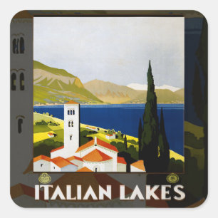 Sticker Carré Italie Lacs Vintage voyage Italie