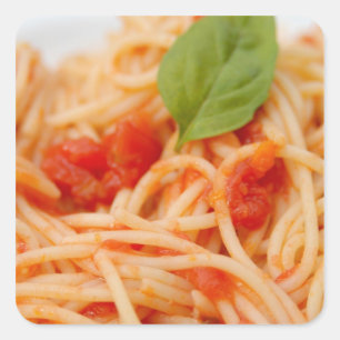 Sticker Carré Italie, Orta, lac d'Orta, spaghetti avec tomate