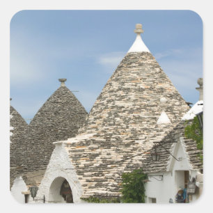 Sticker Carré Italie, Pouilles, Alberobello, Terre des Trulli,