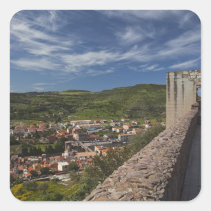 Sticker Carré Italie, Sardaigne, Bosa. Vue sur la ville de Caste