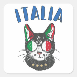 Sticker Carré Italie Soccer Chat Mascotte drapeau italien