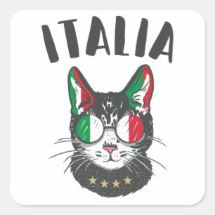 Sticker Carré Italie Soccer Chat Mascotte drapeau italien