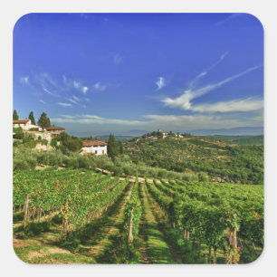 Sticker Carré Italie, Toscane, Greve. Les vignobles de Castello