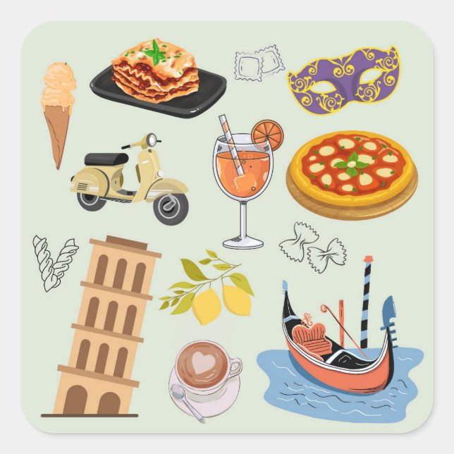Sticker Carré Italie Vacances parfaites (Devant)