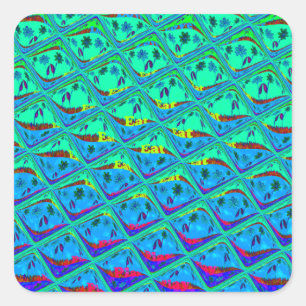 Sticker Carré Italien bleu sirène Motif Art Imprimer