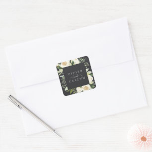 Sticker Carré Ivory Bloom   Mariage de cadre floral personnalisé