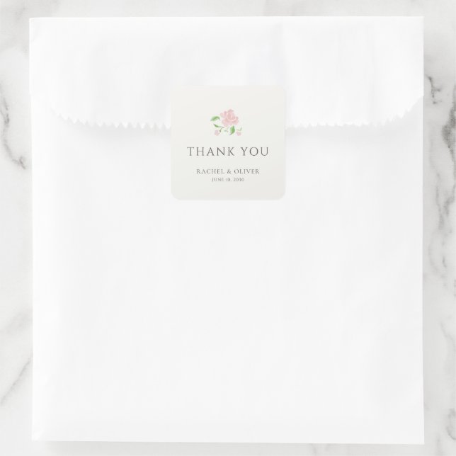 Sticker Carré Ivory | Chic Rose Blush Mariage Merci (Sac)