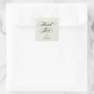 Sticker Carré Ivory Elegant Script Graduation Merci