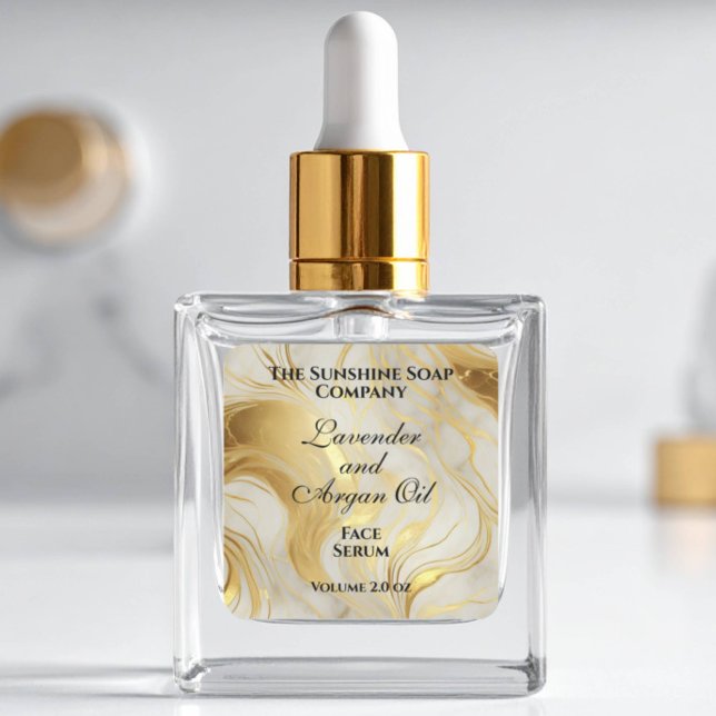 Sticker Carré Ivory marble and gold foil dropper bottle label (Créateur téléchargé)