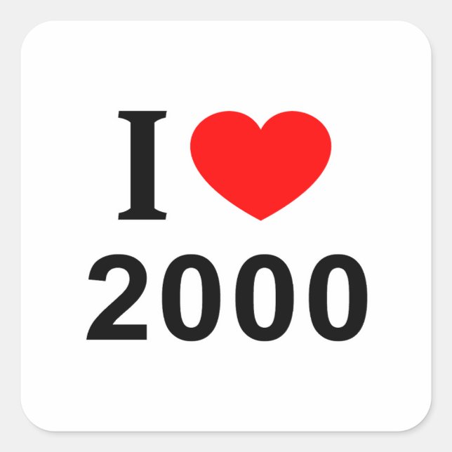 STICKER CARRÉ J'❤️ 2000 J'AIME 2000 J'AIME 2000 (Devant)