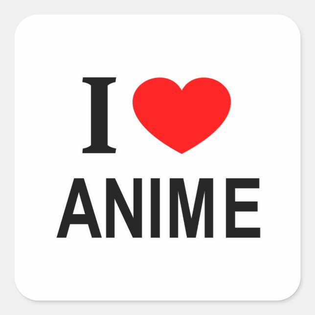 STICKER CARRÉ J'❤️ ANIME J'AIME ANIME I HEART ANIME (Devant)