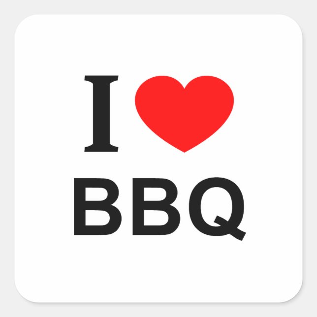 STICKER CARRÉ J'❤️ BBQ J'AIME BBQ I HEART BBQ (Devant)