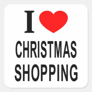 STICKER CARRÉ J'❤️ CHRISTMAS SHOPPING J'AIME CHRISTMAS SHOPPING