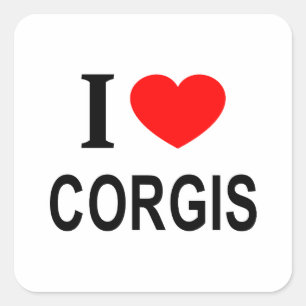 STICKER CARRÉ J' ❤️ CORGIS J'AIME CORGIS J'AIME CORGIS
