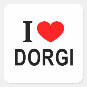 STICKER CARRÉ J'❤️ DORGI J'AIME DORGI J'AIME DORGI CARRÉ BÂTON