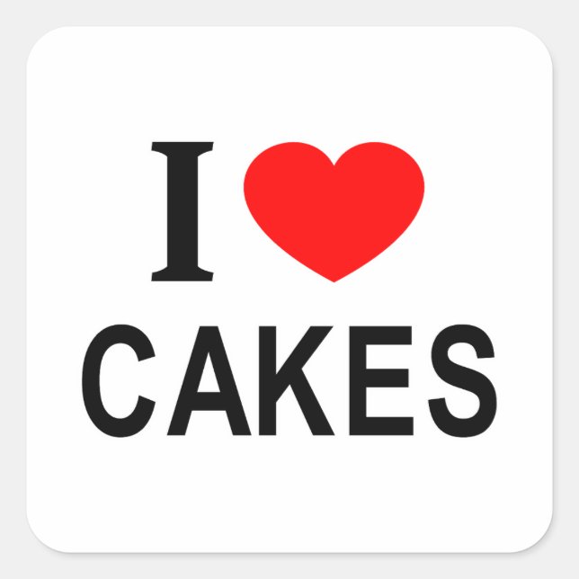 STICKER CARRÉ J'❤️ GÂTEAUX J'AIME GÂTEAUX J'ADORE GÂTEAUX  (Devant)