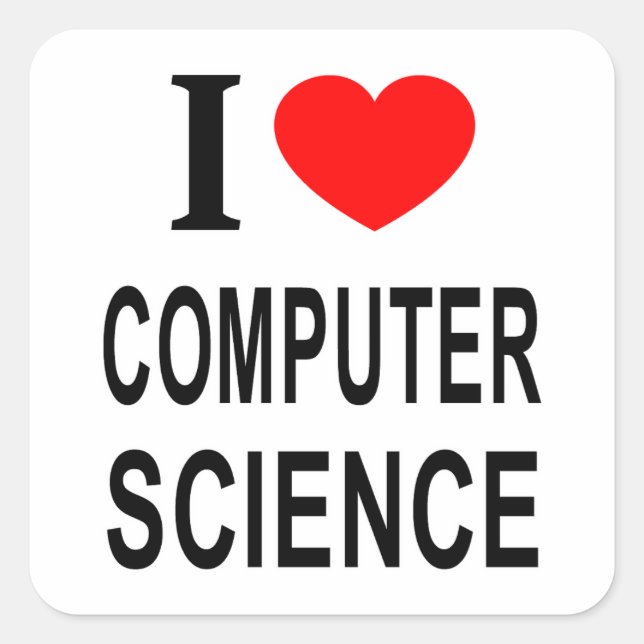 STICKER CARRÉ J' ❤️ INFORMATIQUE J'AIME L'INFORMATIQUE J'AIME L' (Devant)