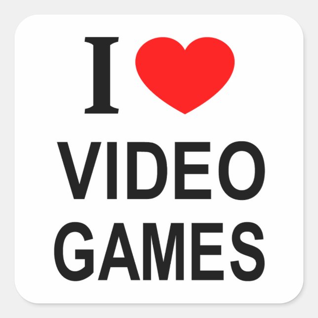 STICKER CARRÉ J'❤️ JEUX VIDÉO J'AIME JEUX VIDÉO JEUX J'AIME LA V (Devant)