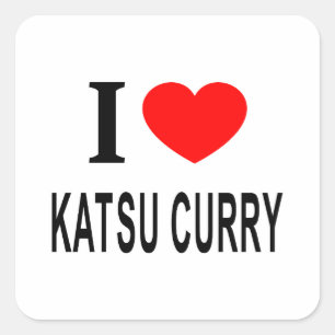 STICKER CARRÉ J'❤️ KATSU CURRY J'AIME KATSU CURRY I COEUR KATSU