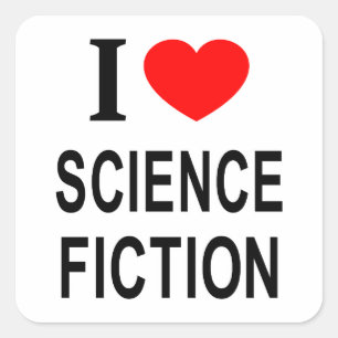 STICKER CARRÉ J'❤️ LA SCIENCE-FICTION J'AIME LA SCIENCE-FICTION
