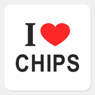 STICKER CARRÉ J'❤️ LES CHEVAUX J'AIME LES CHIPS JE LES CHEVAUX D