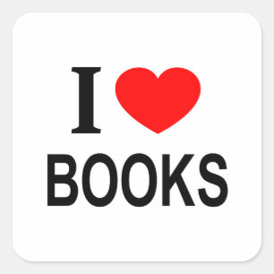 STICKER CARRÉ J'❤️ LES LIVRES J'AIME LES LIVRES J'ADORE LES LIVR