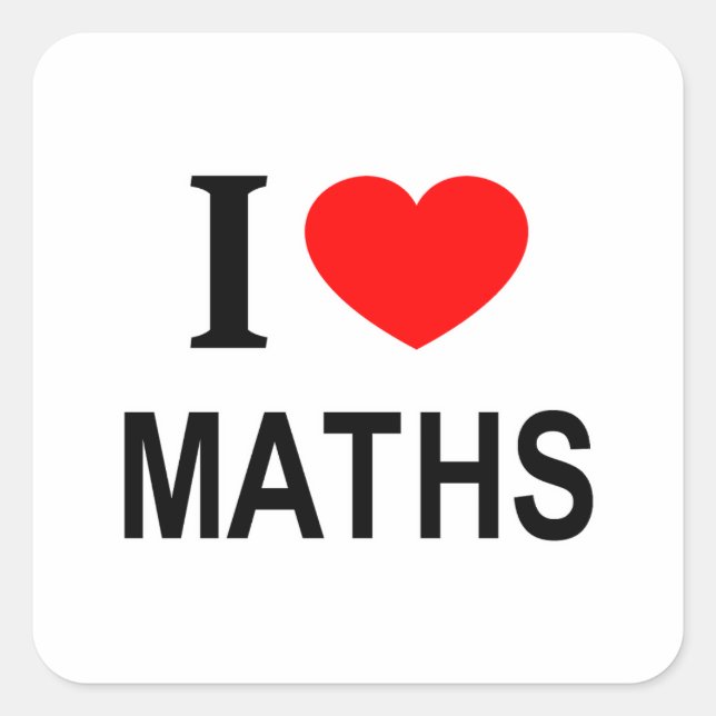 STICKER CARRÉ J' ❤️ LES MATHS J'AIME LES MATHS J'ADORE LES MATHS (Devant)
