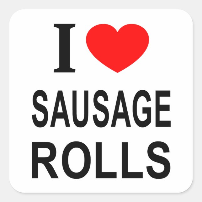 STICKER CARRÉ J'❤️ LES ROLLITOS DE SAUCISSE J'AIME LES ROLLITOS  (Devant)