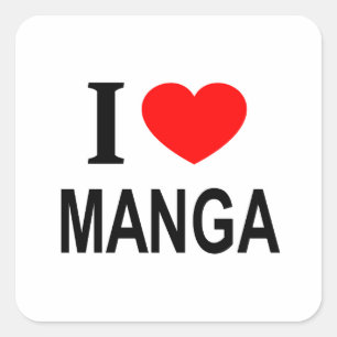 STICKER CARRÉ J'❤️ MANGA J'AIME MANGA J'AIME MANGA