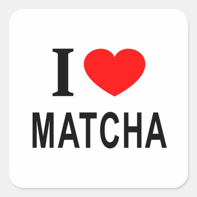 STICKER CARRÉ J'❤️ MATCHA J'AIME MATCHA I HEART MATCHA CARRÉ (Devant)