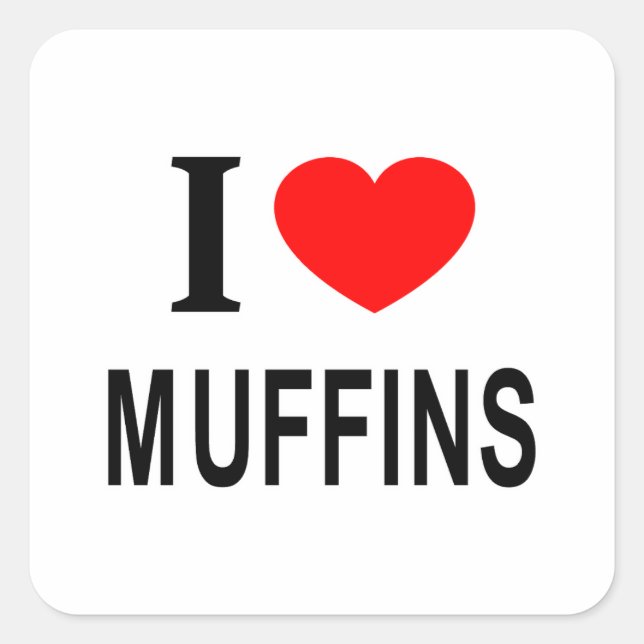 STICKER CARRÉ J'❤️ MUFFINS J'AIME LES MUFFINS J'AIME LES MUFFINS (Devant)