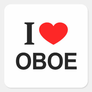 STICKER CARRÉ J'❤️ OBOE J'AIME OBOE I COEUR OBOE