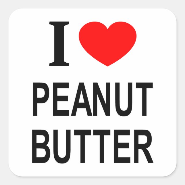 STICKER CARRÉ J'❤️ PEANUT BEURTER J'AIME PEANUT BEURRE JE COEUR  (Devant)